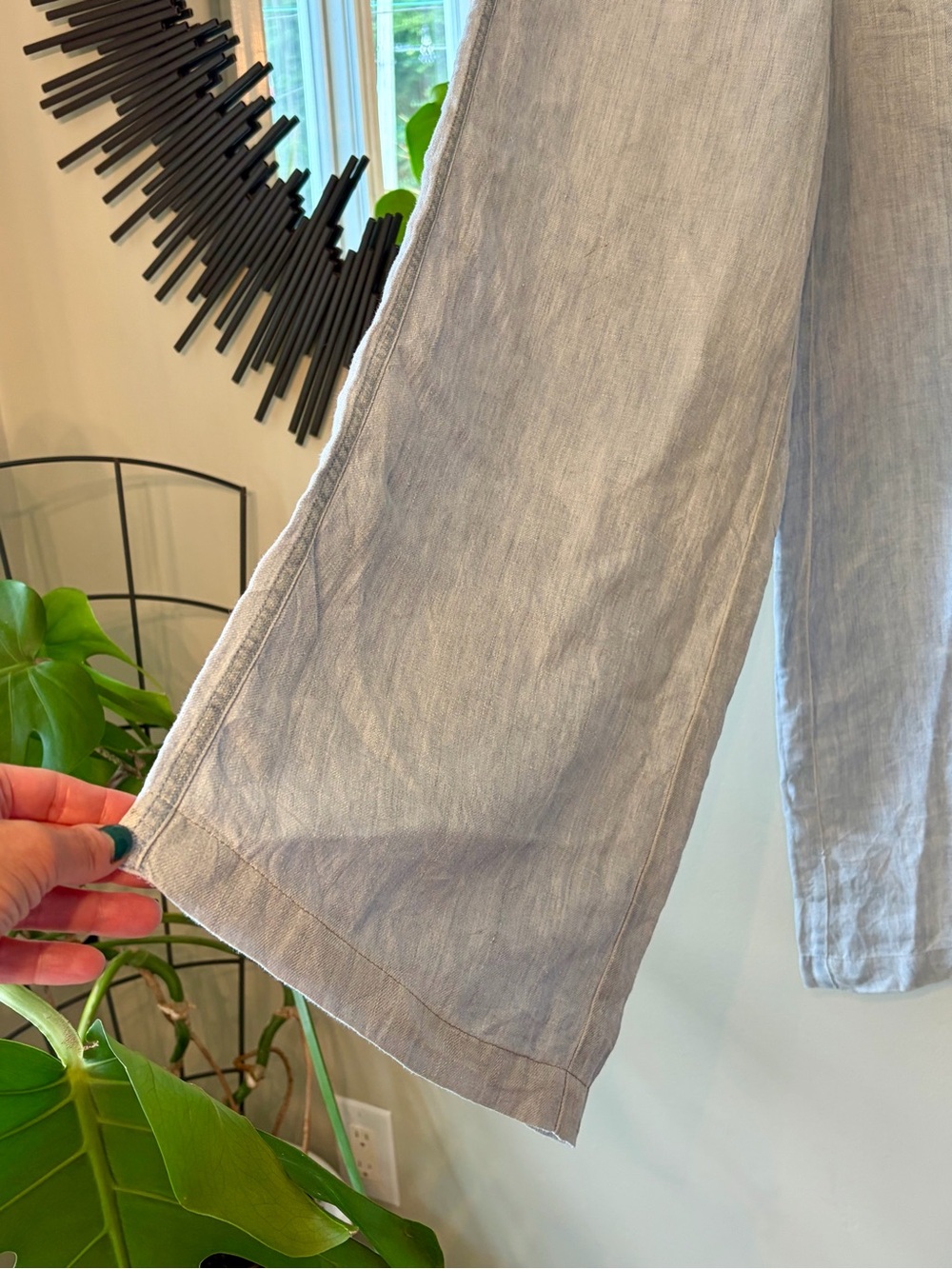 Magaschoni Light Blue 100%  Hemp Wide-Leg  Pilazzo Pants - Picture 4 of 11
